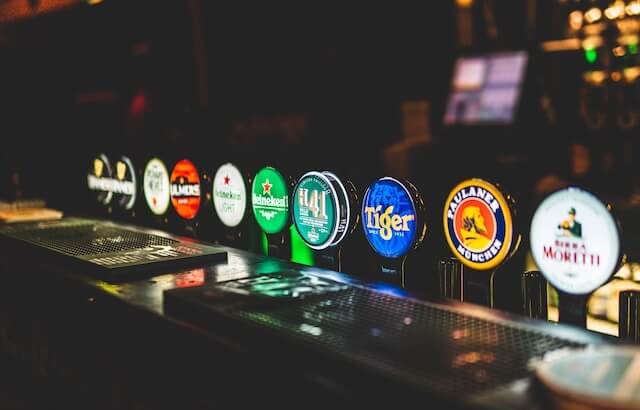 Beer taps at the bar